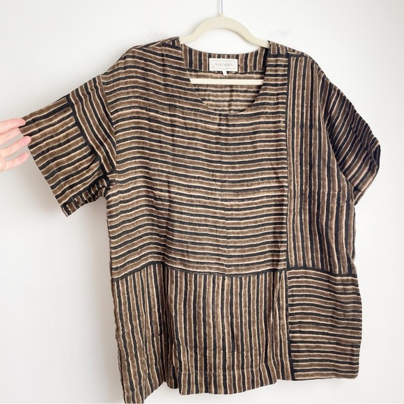 Voloshin sustainable block print gauze top timi lagenlook artsy art to wear M - Picture 7 of 14